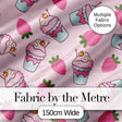Cute Strawberry Milkshake Cupcake Blush Pink Background Seamless Pattern Digital Print Fabric by the Metre UK Sewing Quilting Textile