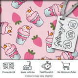 Cute Strawberry Milkshake Cupcake Blush Pink Background Seamless Pattern Digital Print Fabric by the Metre UK Sewing Quilting Textile