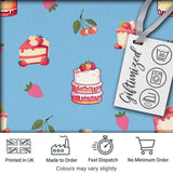 Cute Strawberry Cake Cherry Dessert Blue Sky Background Seamless Pattern Digital Print Fabric by the Metre UK Sewing Quilting Textile