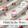Cute Strawberry Cherry Cake Dessert Cream Background Seamless Pattern Digital Print Fabric by the Metre UK Sewing Quilting Textile