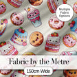 Cute Kawaii Donuts Cakes Desserts Beige Background Seamless Pattern Digital Print Fabric by the Metre UK Sewing Quilting Textile