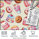 Cute Kawaii Donuts Cakes Desserts Beige Background Seamless Pattern Digital Print Fabric by the Metre UK Sewing Quilting Textile