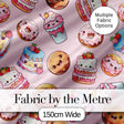 Cute Kawaii Donuts Cakes Desserts Soft Pink Background Seamless Pattern Digital Print Fabric by the Metre UK Sewing Quilting Textile