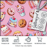 Cute Kawaii Donuts Cakes Desserts Blush Pink Background Seamless Pattern Digital Print Fabric by the Metre UK Sewing Quilting Textile