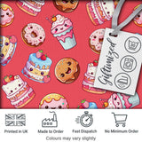 Cute Kawaii Donuts Cakes Desserts Red Background Seamless Pattern Digital Print Fabric by the Metre UK Sewing Quilting Textile