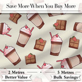 Cute Chocolate Strawberry Milkshake Cream Background Seamless Pattern Digital Print Fabric by the Metre UK Sewing Quilting Textile