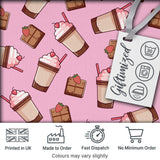 Cute Chocolate Strawberry Milkshake Blush Pink Background Seamless Pattern Digital Print Fabric by the Metre UK Sewing Quilting Textile
