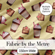 Cute Chocolate Strawberry Milkshake Yellow Background Seamless Pattern Digital Print Fabric by the Metre UK Sewing Quilting Textile
