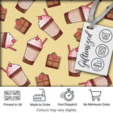 Cute Chocolate Strawberry Milkshake Yellow Background Seamless Pattern Digital Print Fabric by the Metre UK Sewing Quilting Textile