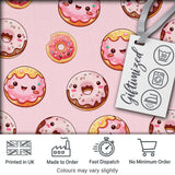 Cute Kawaii Donuts with Pink Icing Soft Pink Background Seamless Pattern Digital Print Fabric by the Metre UK Sewing Quilting Textile