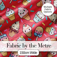 Cute Kawaii Ice Cream Desserts on Red Background Seamless Pattern Digital Print Fabric by the Metre UK Sewing Quilting Textile