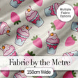 Cute Strawberry Cupcakes and Sweet Treats on Cream Background Seamless Pattern Digital Print Fabric by the Metre UK Sewing Quilting Textile