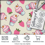 Cute Strawberry Cupcakes and Sweet Treats on Cream Background Seamless Pattern Digital Print Fabric by the Metre UK Sewing Quilting Textile