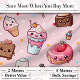 Desserts Cupcakes Donuts and Sweets on Blush Pink Background Seamless Pattern Digital Print Fabric by the Metre UK Sewing Quilting Textile
