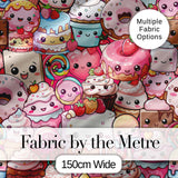 Desserts Cakes Cupcakes Donuts and Sweets Pink Background Seamless Pattern Digital Print Fabric by the Metre UK Sewing Quilting Textile