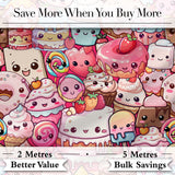Desserts Cakes Cupcakes Donuts and Sweets Pink Background Seamless Pattern Digital Print Fabric by the Metre UK Sewing Quilting Textile