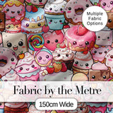 Desserts Cakes Cupcake Donuts and Sweets Light Pink Background Seamless Pattern Digital Print Fabric by the Metre UK Sewing Quilting Textile