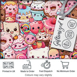 Desserts Cakes Cupcake Donuts and Sweets Light Pink Background Seamless Pattern Digital Print Fabric by the Metre UK Sewing Quilting Textile