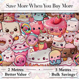 Desserts Cakes Cupcakes Donuts and Sweets Pastel Background Seamless Pattern Digital Print Fabric by the Metre UK Sewing Quilting Textile