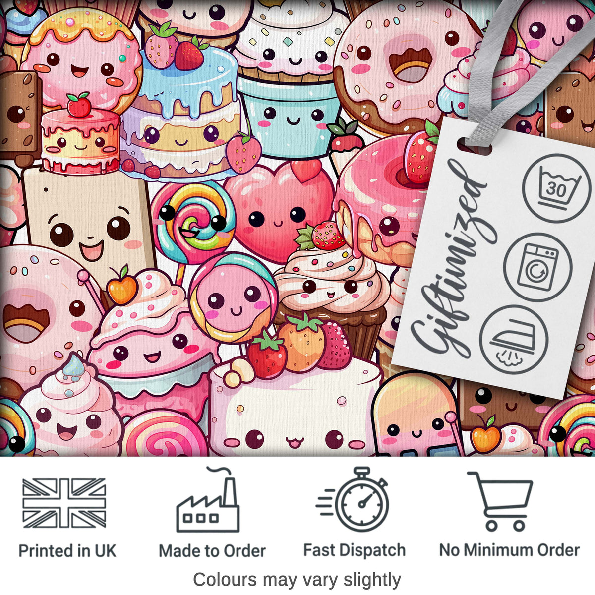 Desserts Cakes Cupcakes Donuts and Sweets Pastel Background Seamless Pattern Digital Print Fabric by the Metre UK Sewing Quilting Textile