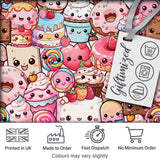 Desserts Cakes Cupcakes Donuts and Sweets Pastel Background Seamless Pattern Digital Print Fabric by the Metre UK Sewing Quilting Textile