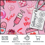 Valentines Love Hearts Gifts Candy Syringe Pink Background Seamless Pattern Digital Print Fabric by the Metre UK Sewing Quilting Textile