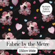 Valentines Love Couple Kissing Floral Hearts Black Background Seamless Pattern Digital Print Fabric by the Metre UK Sewing Quilting Textile