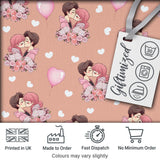 Valentines Love Couple Kissing Floral Hearts Brown Background Seamless Pattern Digital Print Fabric by the Metre UK Sewing Quilting Textile