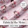 Cute Valentines Couple Kissing Floral Hearts Balloon Light Pink Background Seamless Pattern Digital Print Fabric by the Metre UK