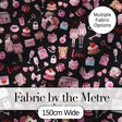 Cute Valentines Couple Love  Gifts Hearts Black Background Seamless Pattern Digital Print Fabric by the Metre UK