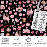 Cute Valentines Couple Love  Gifts Hearts Black Background Seamless Pattern Digital Print Fabric by the Metre UK