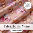 Cute Teddy Bears Hearts Floral Beige Background Valentines Seamless Pattern Digital Print Fabric by the Metre UK Sewing Quilting Textile