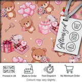 Cute Teddy Bears Hearts Floral Beige Background Valentines Seamless Pattern Digital Print Fabric by the Metre UK Sewing Quilting Textile