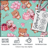 Cute Teddy Bears Hearts Balloons Gifts Valentines Seamless Pattern Digital Print Fabric by the Metre UK Sewing Quilting Textile