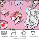 Cute Cupid Angels Hearts Sweets Lilac Background Seamless Pattern Digital Print Fabric by the Metre UK Sewing Quilting Textile