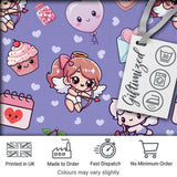 Cute Cupid Angels Hearts Sweets Violet Seamless Pattern Digital Print Fabric by the Metre UK Sewing Quilting Textile