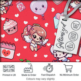 Cute Cupid Angels Hearts Sweets Red Background Seamless Pattern Digital Print Fabric by the Metre UK Sewing Quilting Textile