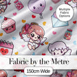 Cute Kawaii Cupid Angels Hearts Balloons Sweets Seamless Pattern Digital Print Fabric by the Metre UK Sewing Quilting Textile