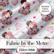 Romantic Couple Kissing Hearts Balloons Cute Seamless Pattern Digital Print Fabric by the Metre UK Sewing Quilting Textile