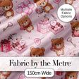 Cute Teddy Bears Gifts Hearts Light Pink Seamless Pattern Digital Print Fabric by the Metre UK Sewing Quilting Textile