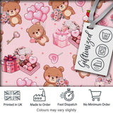 Cute Teddy Bears Gifts Hearts Light Pink Seamless Pattern Digital Print Fabric by the Metre UK Sewing Quilting Textile