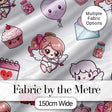 Cupid Angels Hearts Sweets Kawaii Valentine Seamless Pattern Yellow Background Digital Print Fabric by the Metre UK Sewing Quilting Textile