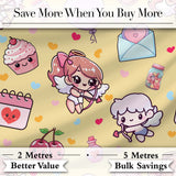 Cute Valentine Bears Cakes Sweets Hearts Kawaii Seamless Pattern Digital Print Fabric by the Metre UK Sewing Quilting Textile