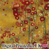 Abstract Circular Floral Yellow Artistic Modern Seamless Pattern Digital Print Fabric by the Metre UK Sewing Quilting Textile