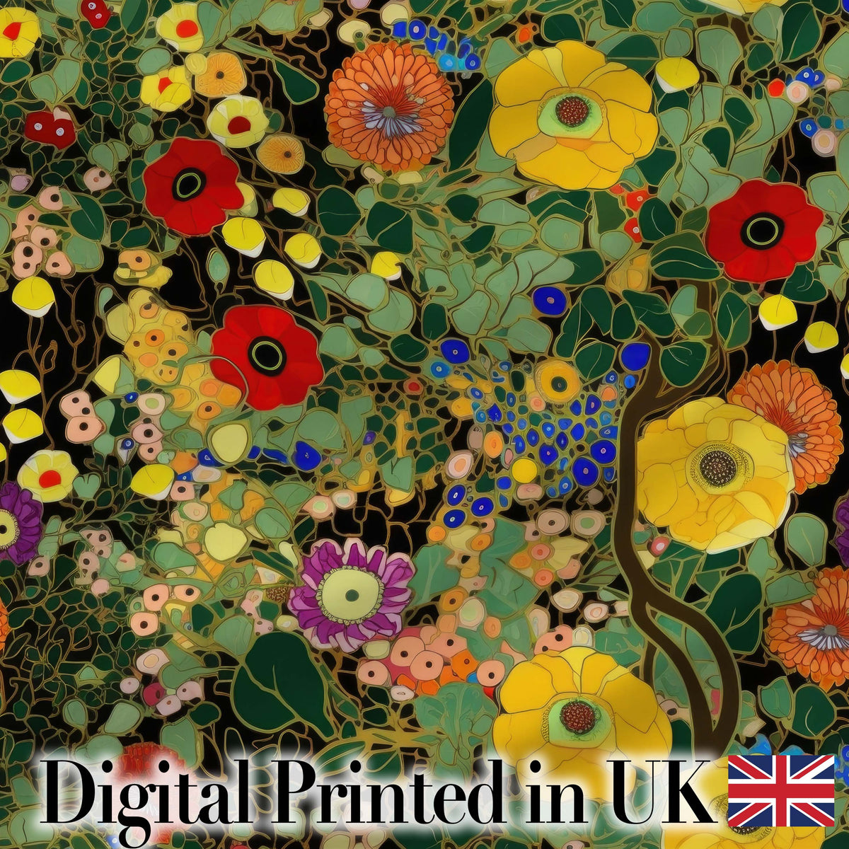 Colorful Modern Floral Pattern Bright Leaves Artistic Seamless Textile Design Digital Print Fabric by the Metre UK Sewing Quilting Textile
