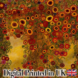 Rich Red Floral Tree Abstract Blossoms Warm Tones Seamless Pattern Design Digital Print Fabric by the Metre UK Sewing Quilting Textile