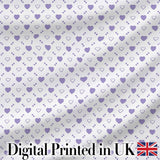Purple Heart Repeat Pattern Cute Minimal Love Theme Seamless Design Digital Print Fabric by the Metre UK Sewing Quilting Textile