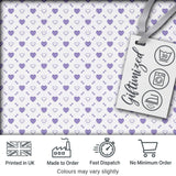 Purple Heart Repeat Pattern Cute Minimal Love Theme Seamless Design Digital Print Fabric by the Metre UK Sewing Quilting Textile