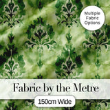 Green Watercolor Damask Pattern Classic Ornamental Seamless Design Digital Print Fabric by the Metre UK Sewing Quilting Textile
