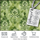 Green Watercolor Damask Pattern Classic Ornamental Seamless Design Digital Print Fabric by the Metre UK Sewing Quilting Textile